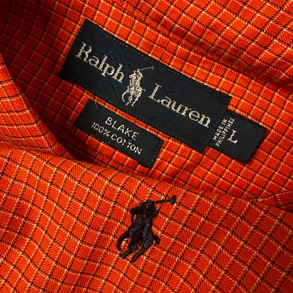 2- Ralph Lauren Button Down Blake Shirts Mens Large Micro Gingham Check Plaid - Picture 7 of 14